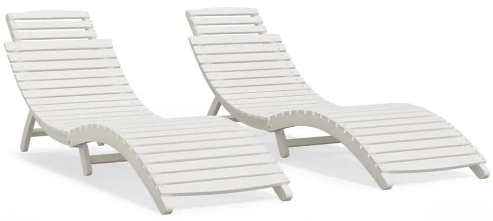 vidaXL Ξαπλώστρες 2 τεμ. Λευκές 184x55x64 εκ. από Μασίφ Ξύλο Ακακίας