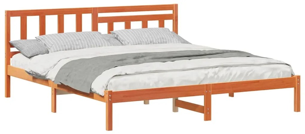 vidaXL Σκελετός Κρεβατιού με κεφαλάρι Κερωτό καφέ 200 x 200 cm