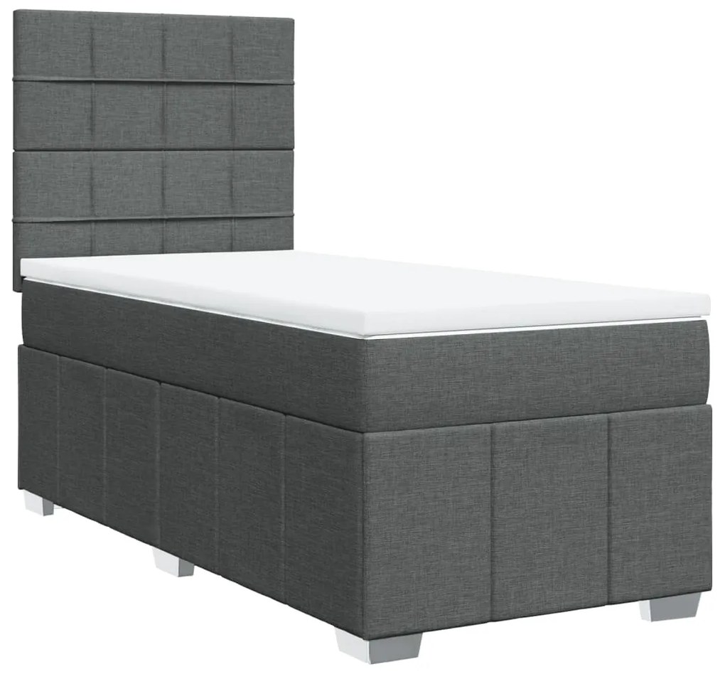 ΚΡΕΒΑΤΙ BOXSPRING ΜΕ ΣΤΡΩΜΑ ΣΚΟΥΡΟ ΓΚΡΙ 90X200 ΕΚ. ΥΦΑΣΜΑΤΙΝΟ 3291552