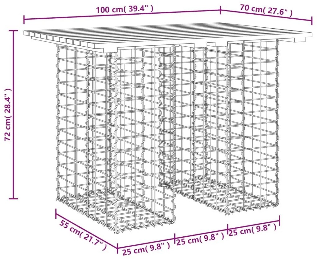 Παγκάκι Κήπου Συρματοκιβώτιο 100x70x72εκ. Εμποτ. Ξύλο Πεύκου - Καφέ