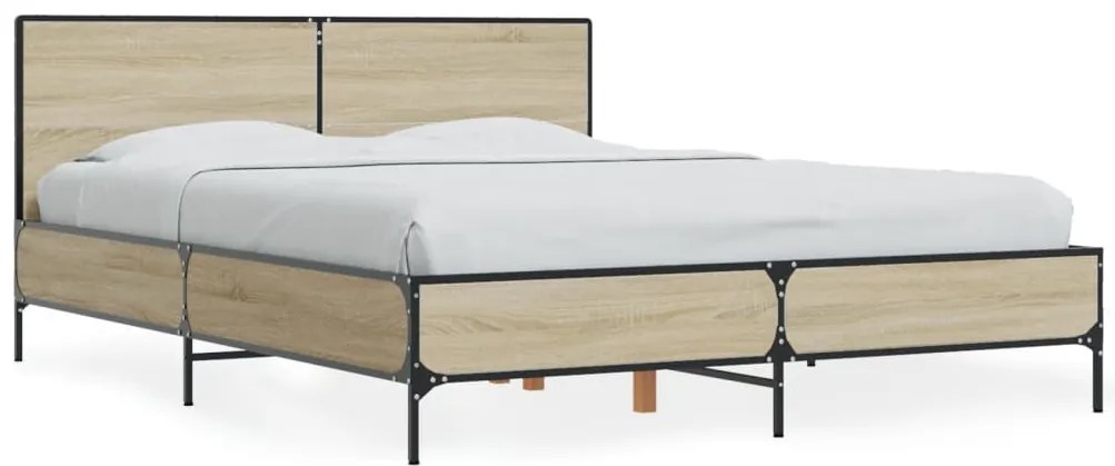 vidaXL Πλαίσιο Κρεβατιού Sonoma Δρυς 140x200 εκ. Επεξ. Ξύλο &amp; Μέταλλο