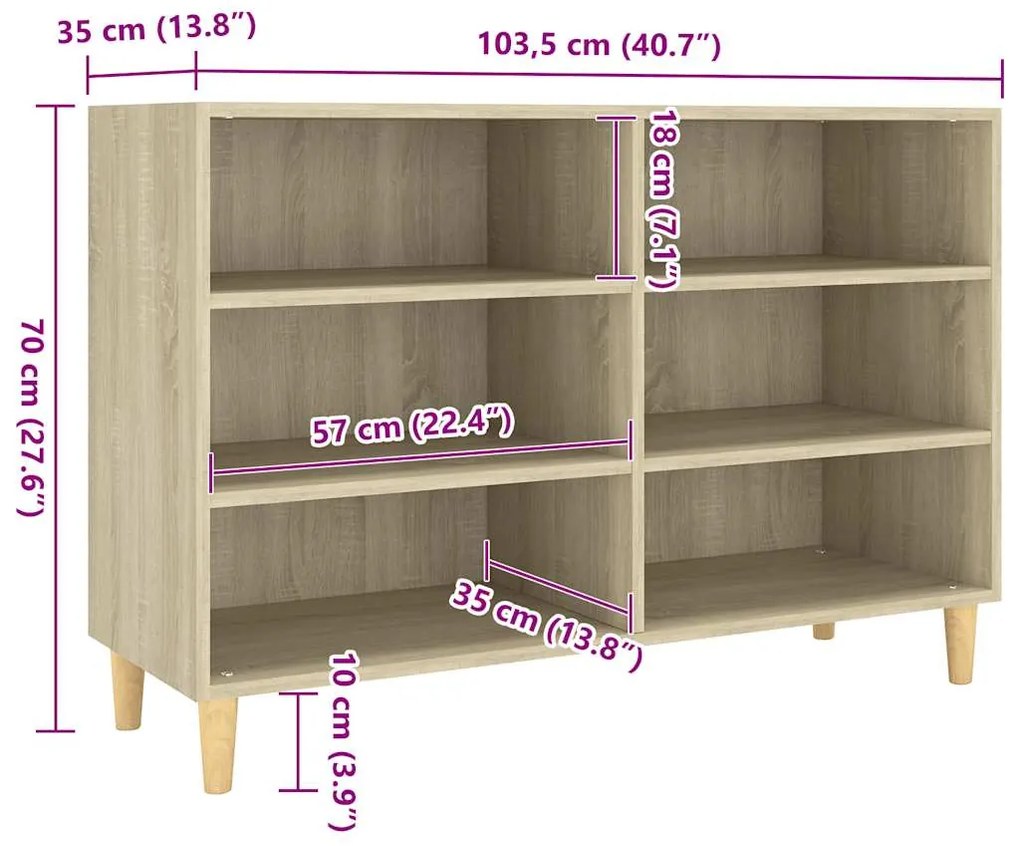 vidaXL Ραφιέρα Sonoma Δρυς 103,5 x 35 x 70 εκ. από Επεξεργ. Ξύλο