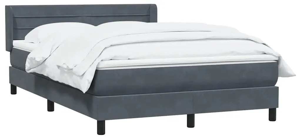 vidaXL Κρεβάτι Boxspring με Στρώμα Σκούρο Γκρι 160x210 εκ. Βελούδινο