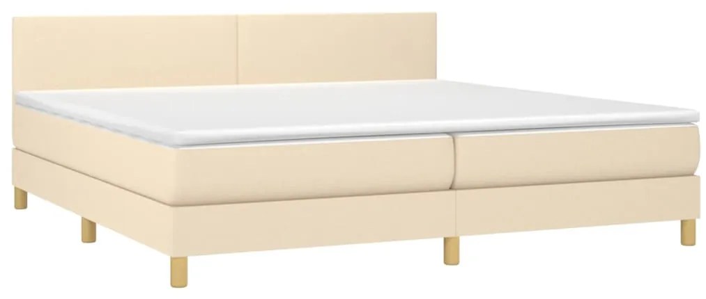 vidaXL Κρεβάτι Boxspring με Στρώμα & LED Κρεμ 200x200 εκ. Υφασμάτινο