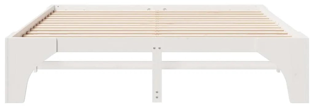 vidaXL Κρεβάτι δαπέδου Λευκό 200 x 200 cm Μασίφ ξύλο πεύκου