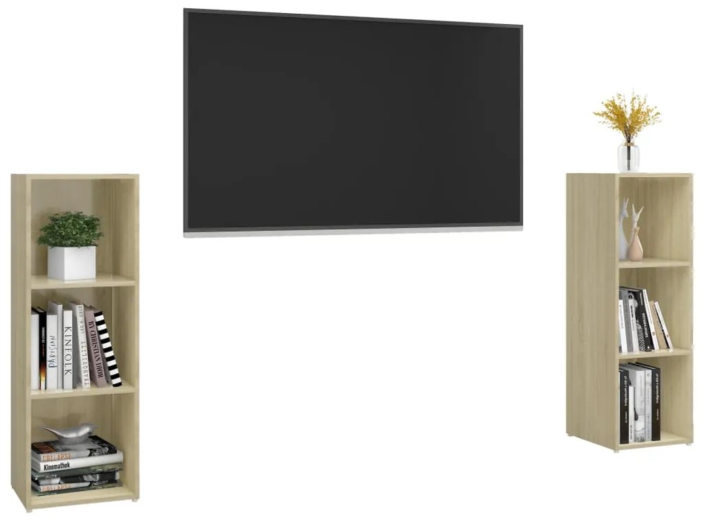 vidaXL Έπιπλα Τηλεόρασης 2 Τεμ Sonoma Δρυς 107 x 35 x 37εκ Επεξ. Ξύλο