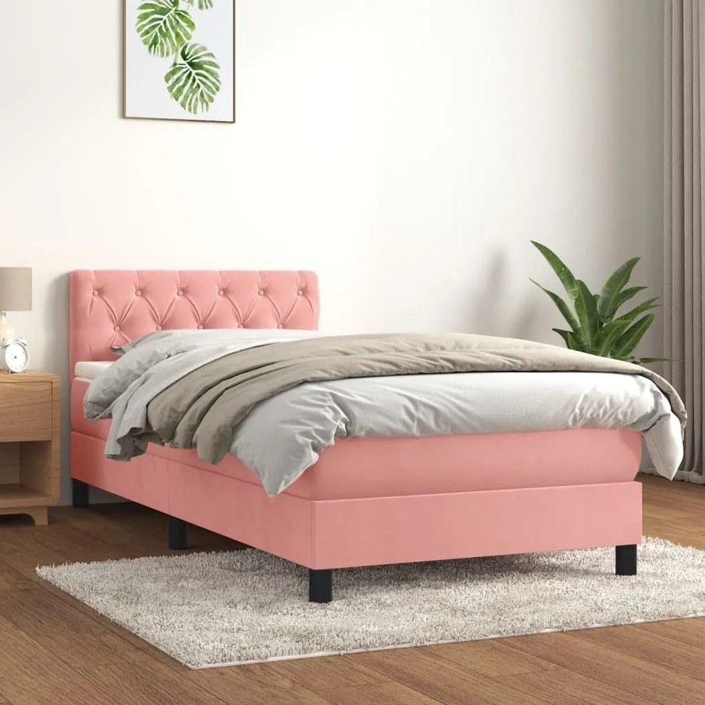 ΚΡΕΒΑΤΙ BOXSPRING ΜΕ ΣΤΡΩΜΑ ΡΟΖ 80 X 200 ΕΚ. ΒΕΛΟΥΔΙΝΟ 3141454