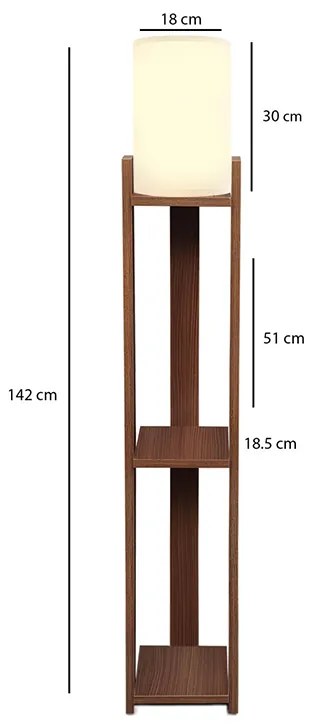 Φωτιστικό δαπέδου Verma I Megapap E27 Mdf/ύφασμα Pvc χρώμα καρυδί - κρεμ 18,5x18,5x142εκ. - GP029-0139,1