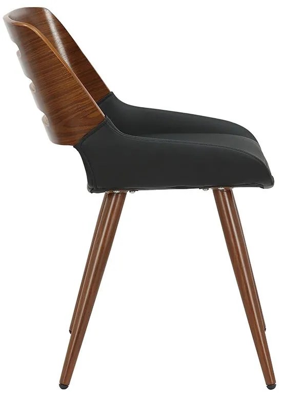 Καρέκλα Brody pu μαύρο-πόδι καρυδί 51x55x76 εκ.