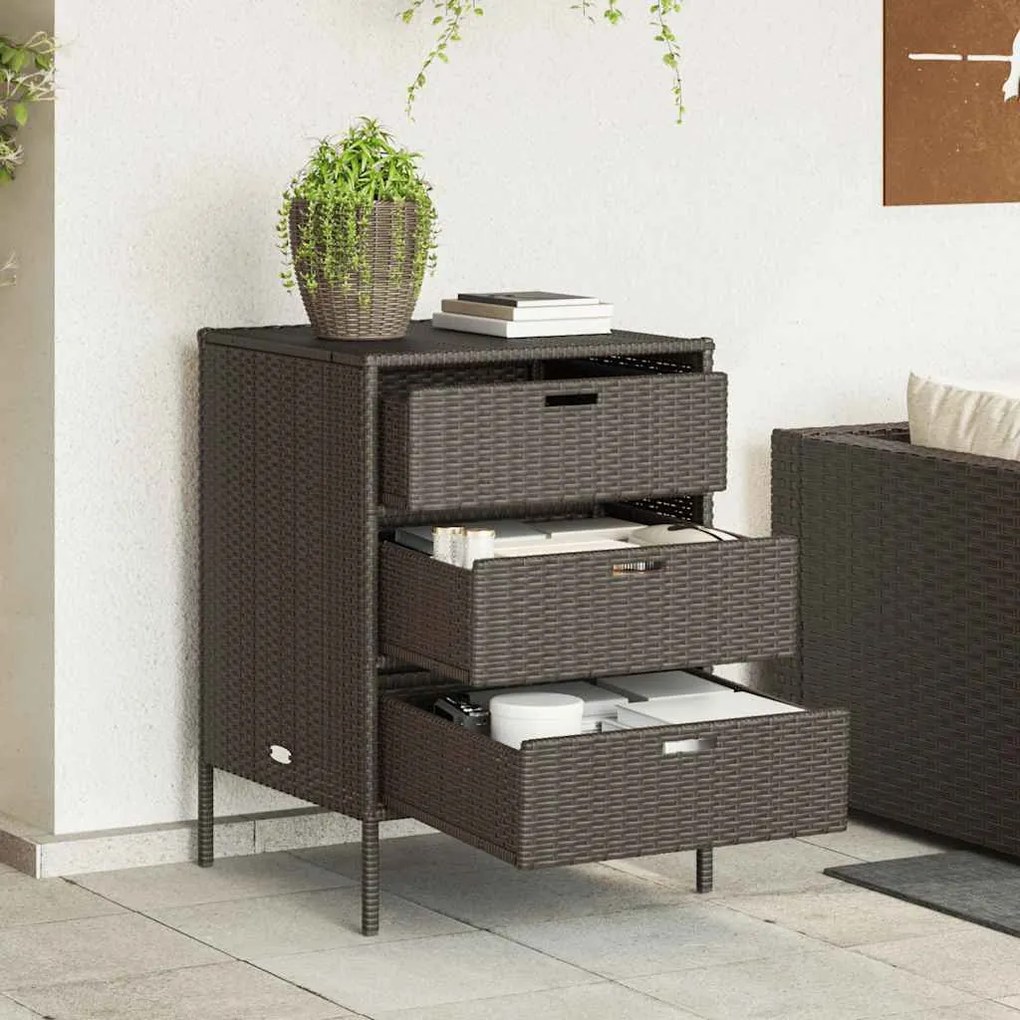 vidaXL Ντουλάπι Αποθήκευσης Κήπου Καφέ 55x59x80 εκ. Συνθετικό Ρατάν