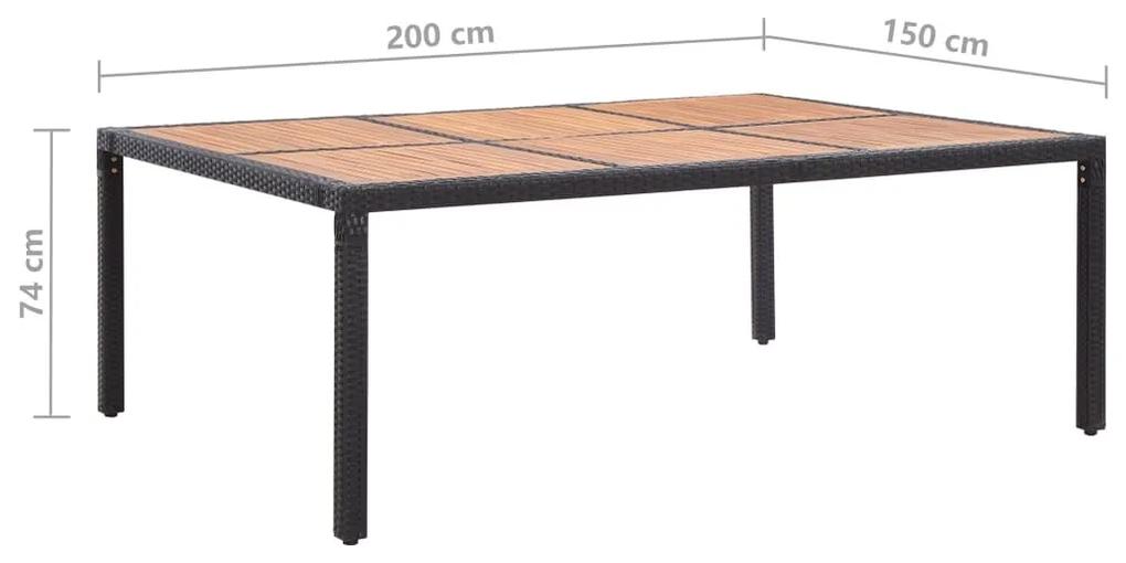 Τραπέζι Κήπου Μαύρο 200x150x74 εκ. Συνθετικό Ρατάν/Ξύλο Ακακίας - Μαύρο