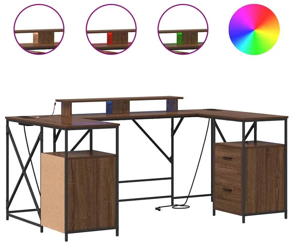 vidaXL Γραφείο Καφέ δρυς 182 x 101 x 87,5 εκ Επεξεργασμένο ξύλο