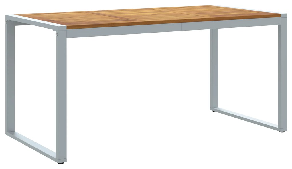 vidaXL Εξωτερικό Τραπέζι Φαγητού Γκρι 160x80x75 εκ. Χάλυβας & Μασίφ Ξύλο Ακακίας