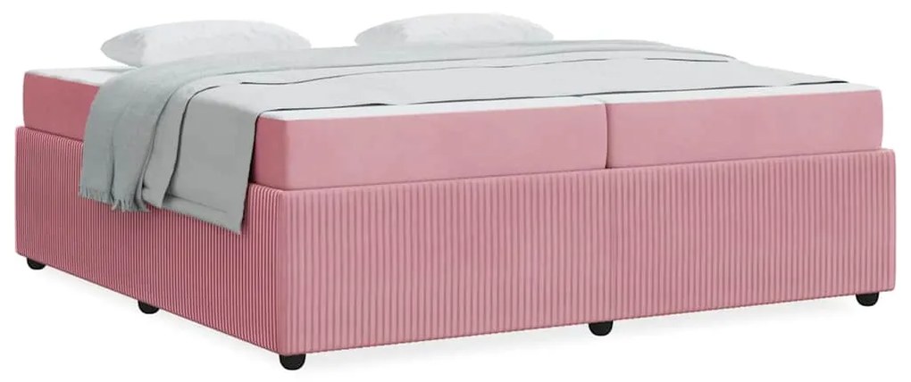 vidaXL Σκελετός Κρεβατιού με στρώμα Ροζ 200 x 200 cm ύφασμα