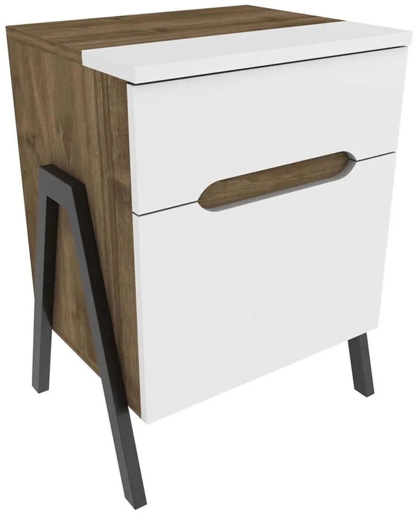 Κομοδίνο Neva 322RTC1603 45x38x63,5cm Walnut-White