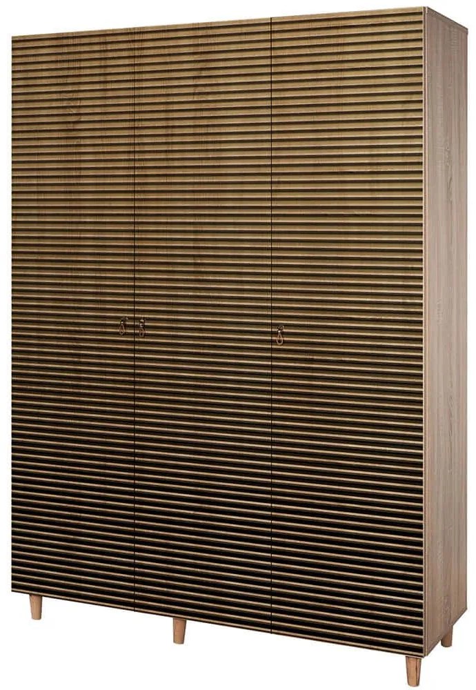 Ντουλάπα Τρίφυλλη Mode 863SPH4212 135x52x192cm Oak-Black Three Door