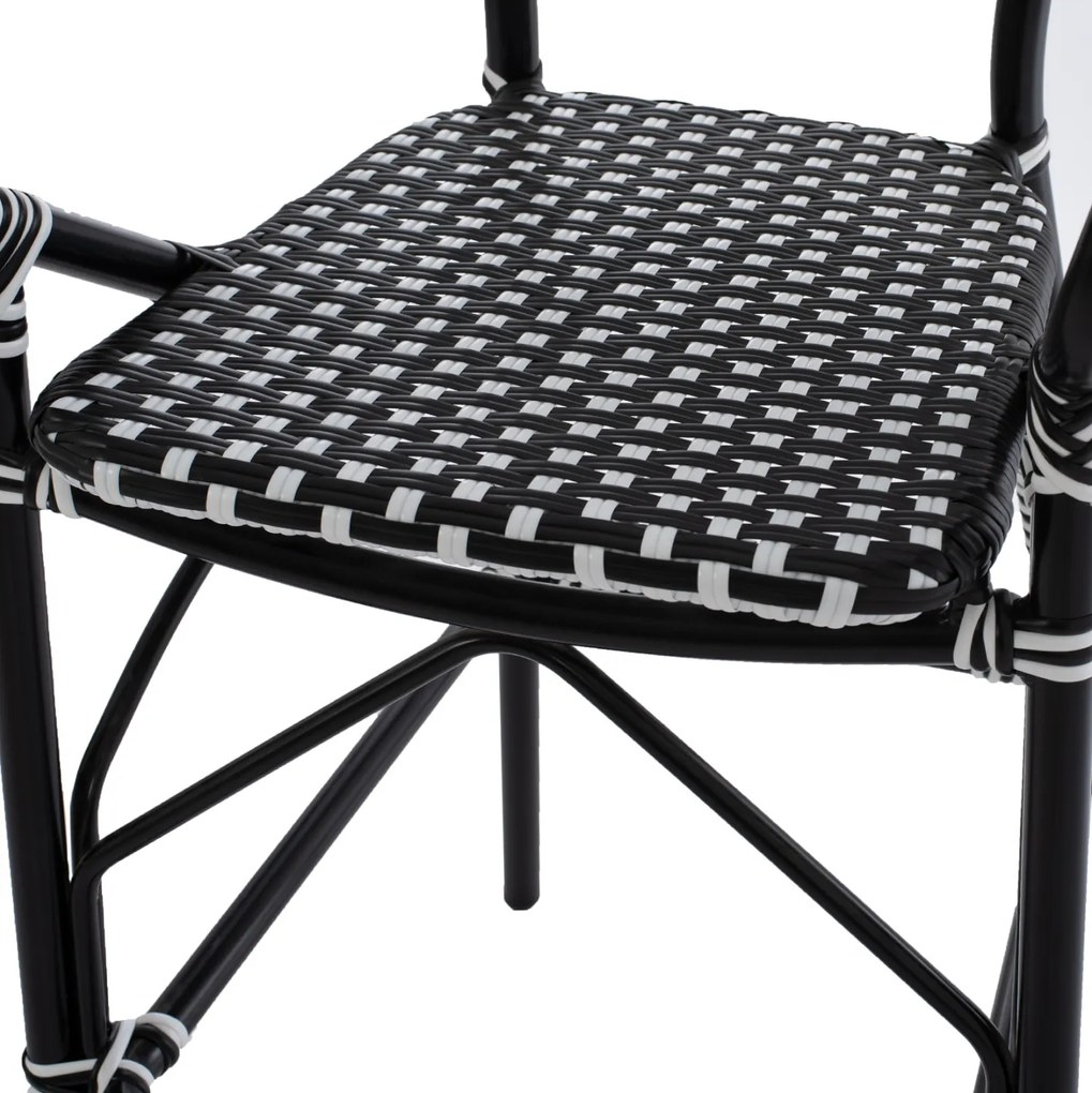 Σκαμπό Αλουμινίου Bamboo Look Με Wicker Μαύρο Λευκό 56x60x126 Εκ.