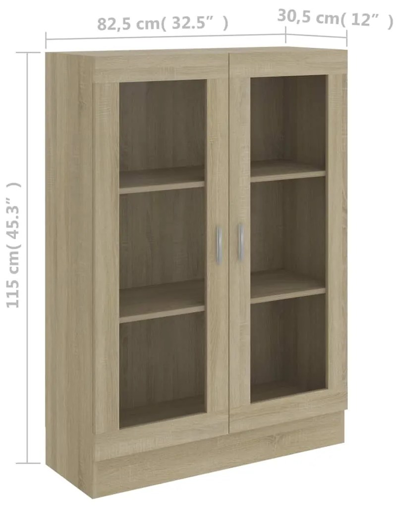 Βιτρίνα Χρώμα Sonoma Δρυς 82,5 x 30,5 x 115 εκ. Επεξ. Ξύλο 802753