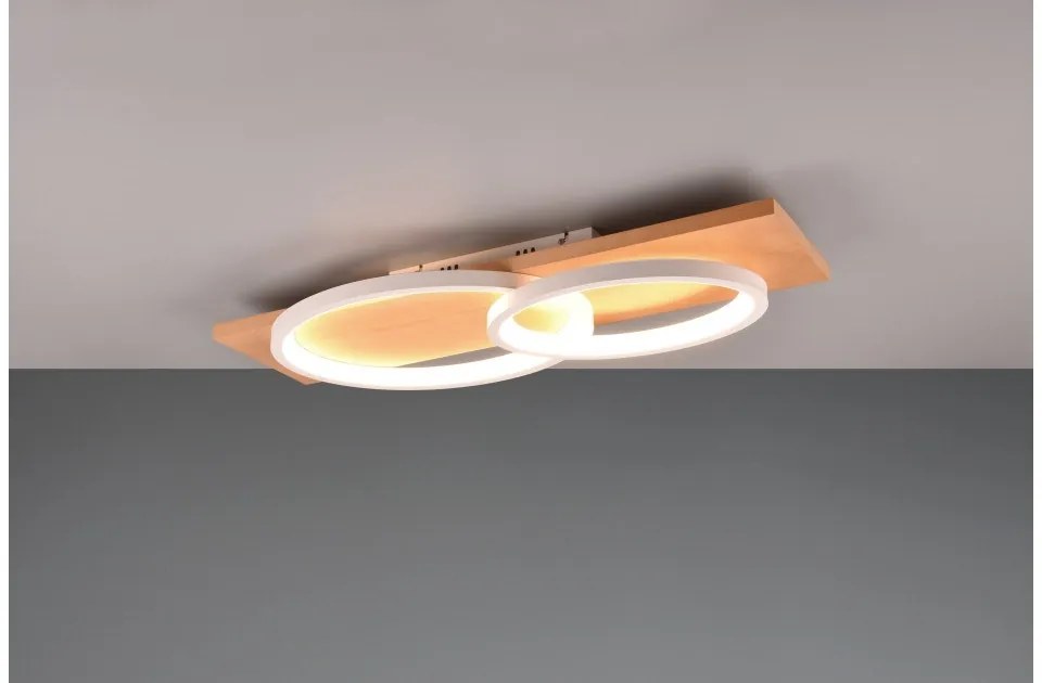 Πλαφονιέρα Φωτιστικό Οροφής LED 30W Switch Dimmer Φυσικό Ξύλο 75cm Barca Trio Lighting-641110231-Λευκό 641110231