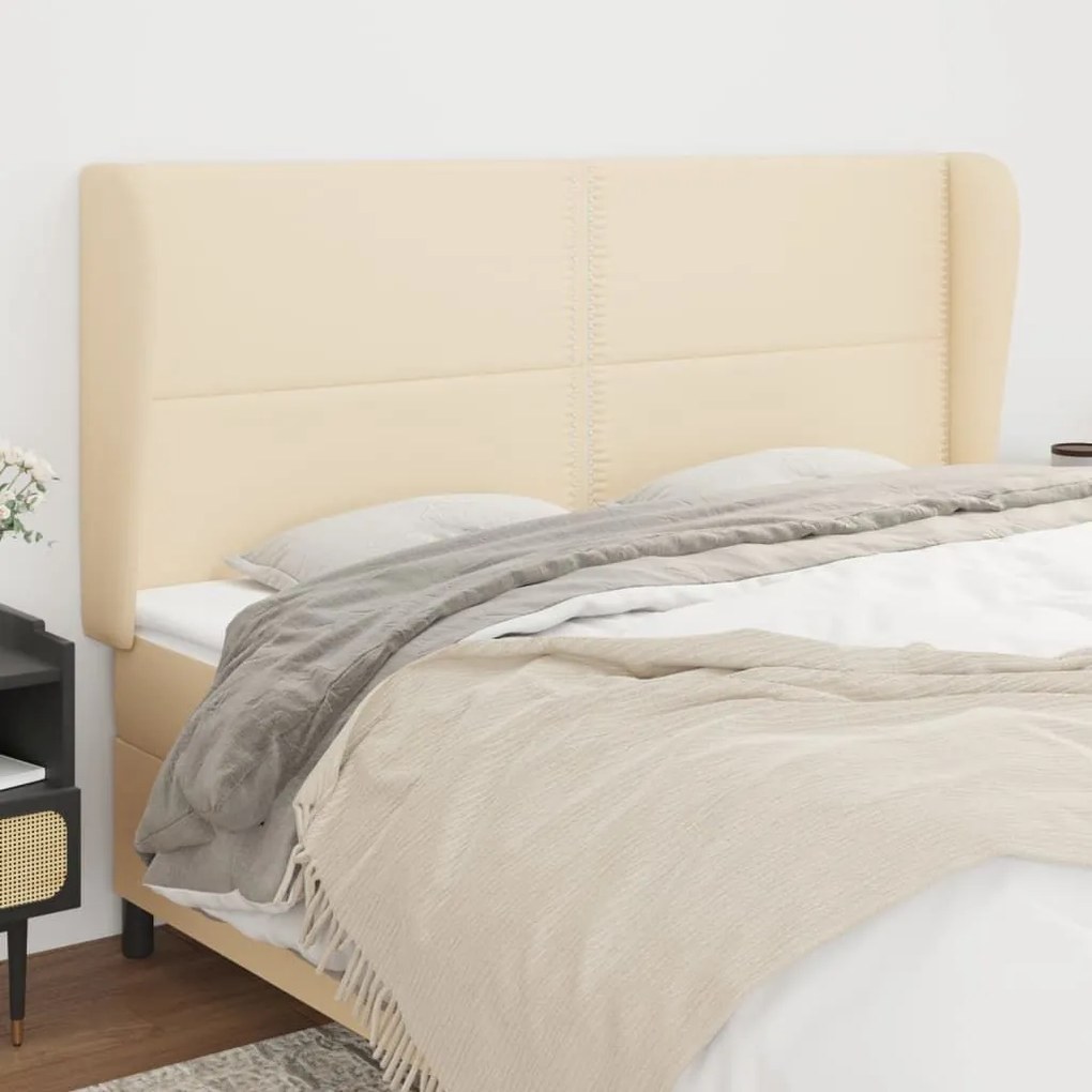 Κεφαλάρι με Πτερύγια Κρεμ 183x23x118/128 εκ. Υφασμάτινο 3117835
