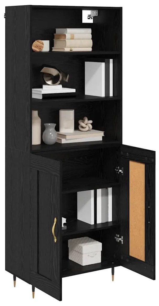 vidaXL Highboard Μαύρη δρυς 69,5 x 34 x 180 εκ. Επεξεργασμένο ξύλο