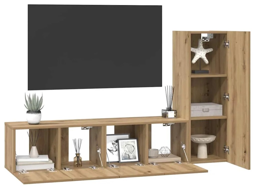 vidaXL Σετ επίπλου τηλεόρασης 3 pcs artisan δρυς 150.5 x 30 x 90 εκ.