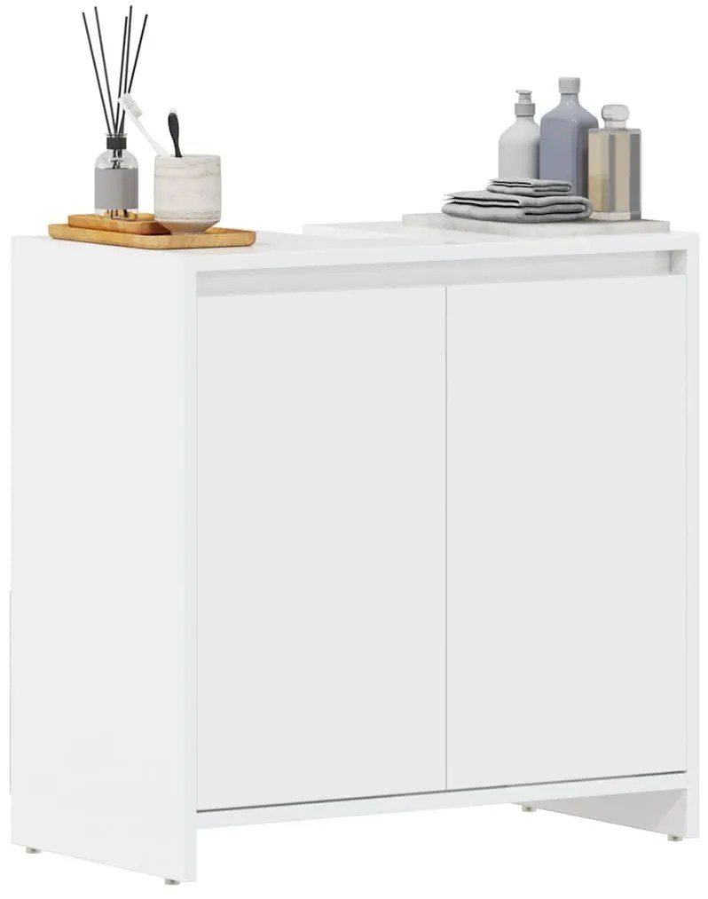 vidaXL Ντουλάπι Νιπτήρα Γυαλιστερό Λευκό 60 x 33 x 61 εκ. Επεξ. Ξύλο