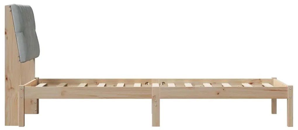 vidaXL Σκελετός Κρεβατιού με Επενδεδυμένο Κεφαλάρι Καφέ 75 x 190 cm