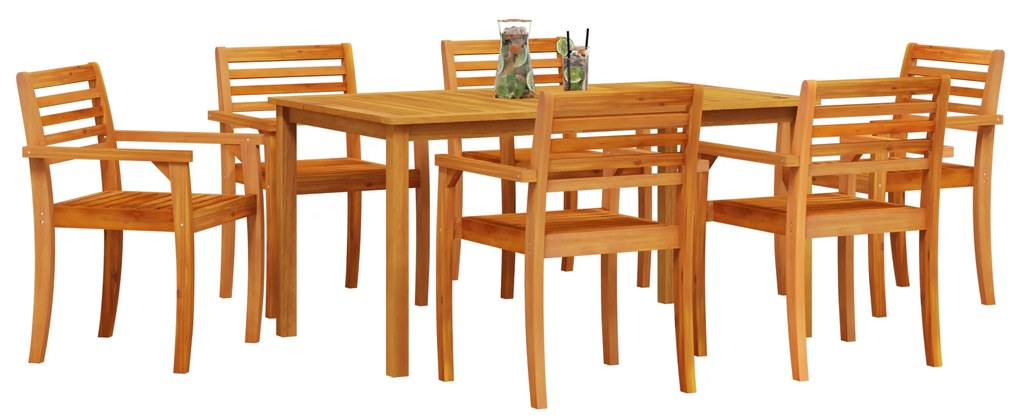 vidaXL Σετ τραπεζιού κήπου 7 pcs Καστανό 150 x 90 x 74 cm