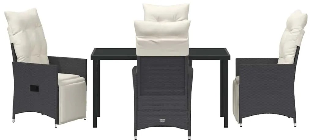 vidaXL Σέτ φαγητού για κήπο με μαξιλάρι 5 pcs Μαύρο Πολυ ράταν