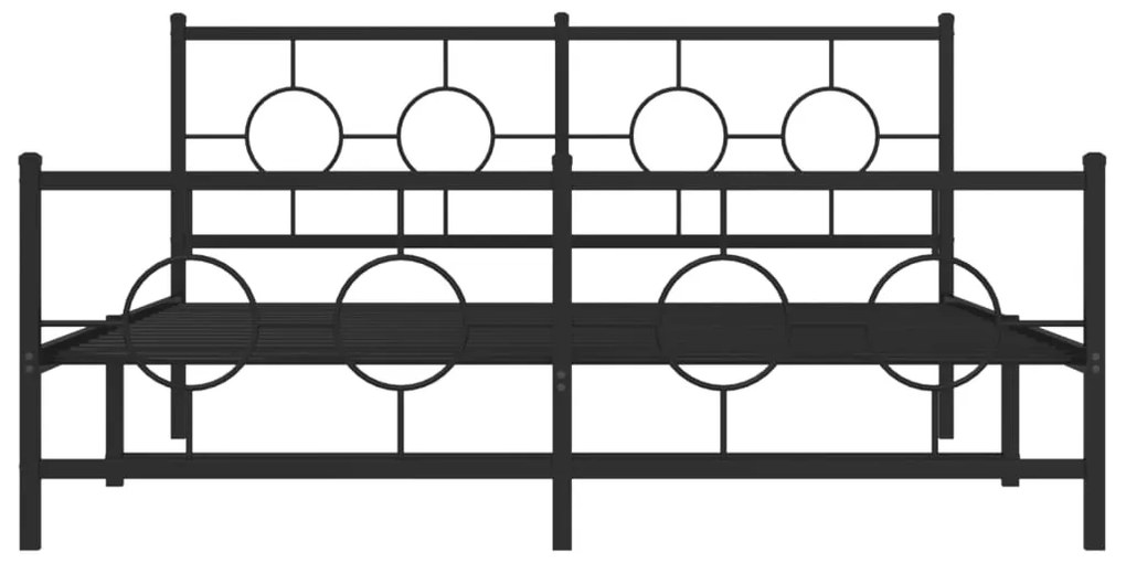vidaXL Πλαίσιο Κρεβατιού με Κεφαλάρι&Ποδαρικό Μαύρο 150x200εκ. Μέταλλο