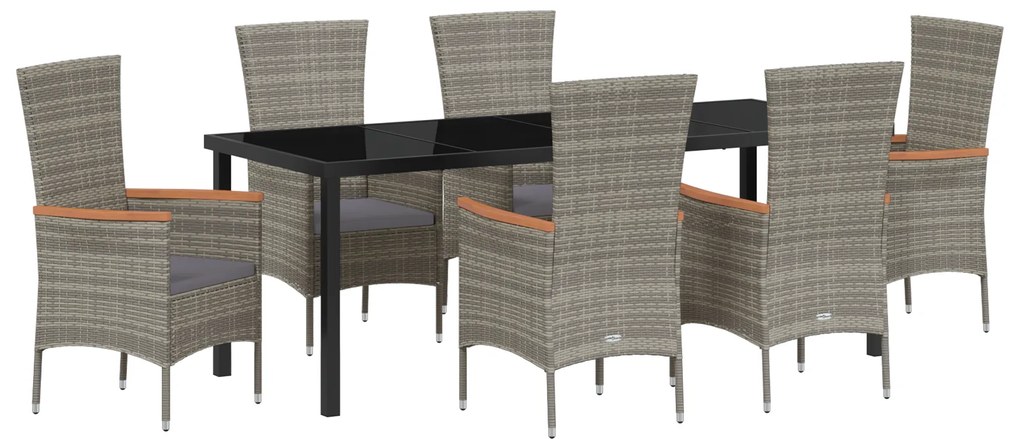 vidaXL Σετ Τραπεζαρίας Κήπου με μαξιλάρι 7 pcs Γκρι 200 x 80 x 73 εκ