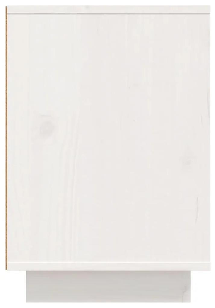 Κομοδίνα 2 τεμ. Λευκά 50 x 34 x 50 εκ. από Μασίφ Ξύλο Πεύκου - Λευκό