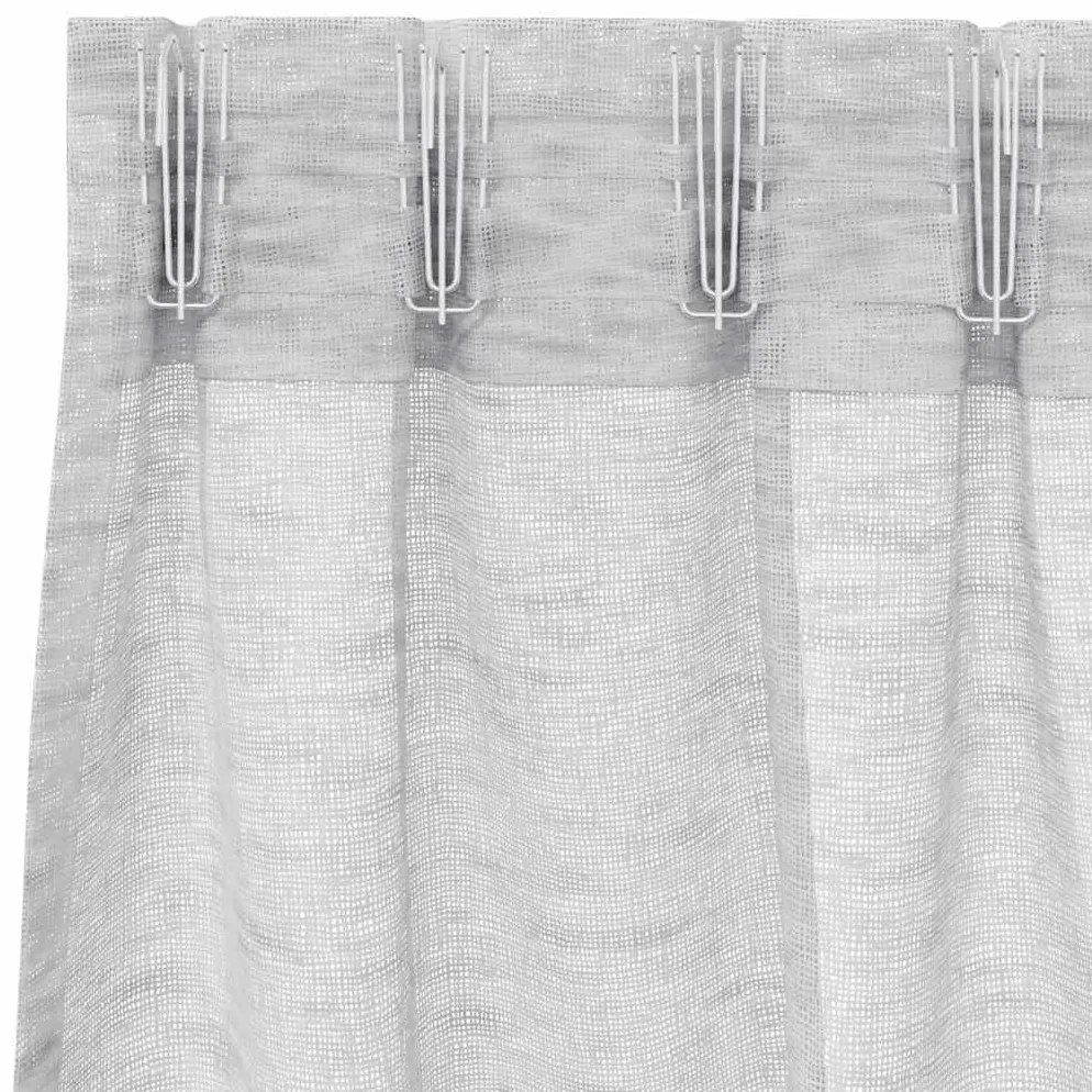 vidaXL Κουρτίνες με κουρτίνες 2 pcs Ανοιχτό γκρι 140x175cm Πολυεστέρας