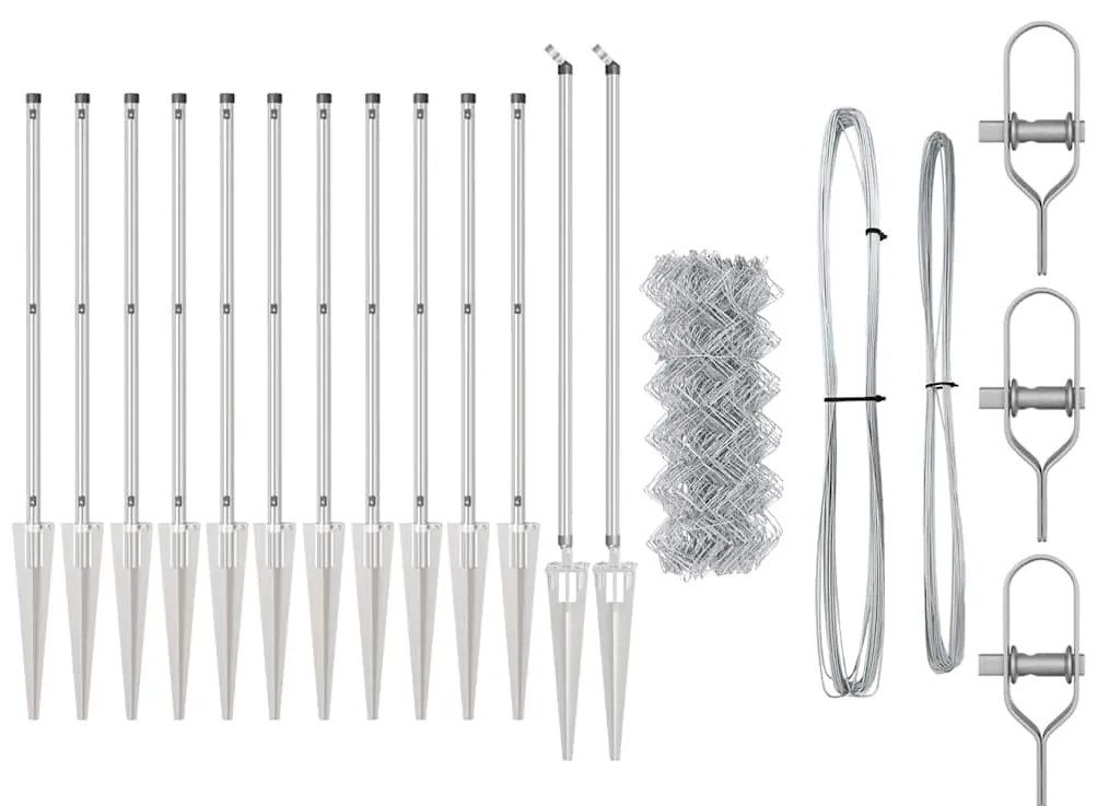 vidaXL Στύλος Περιφράξεων Ασημί 25 x 0,8 μ (60 x 60 χιλιοστά δίχτυ)