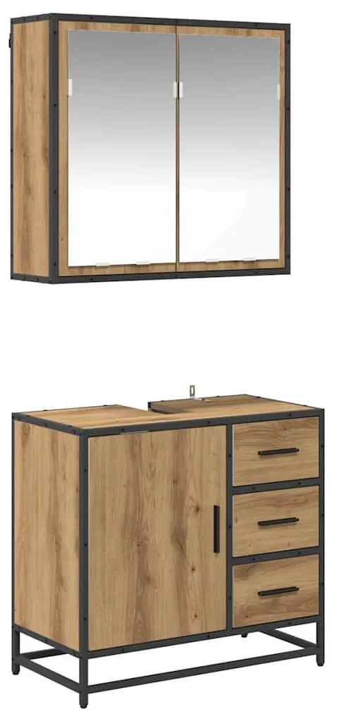 vidaXL Σετ Επίπλων Μπάνιου με πόρτα 2 pcs artisan δρυς 65 x 33 x 60 εκ