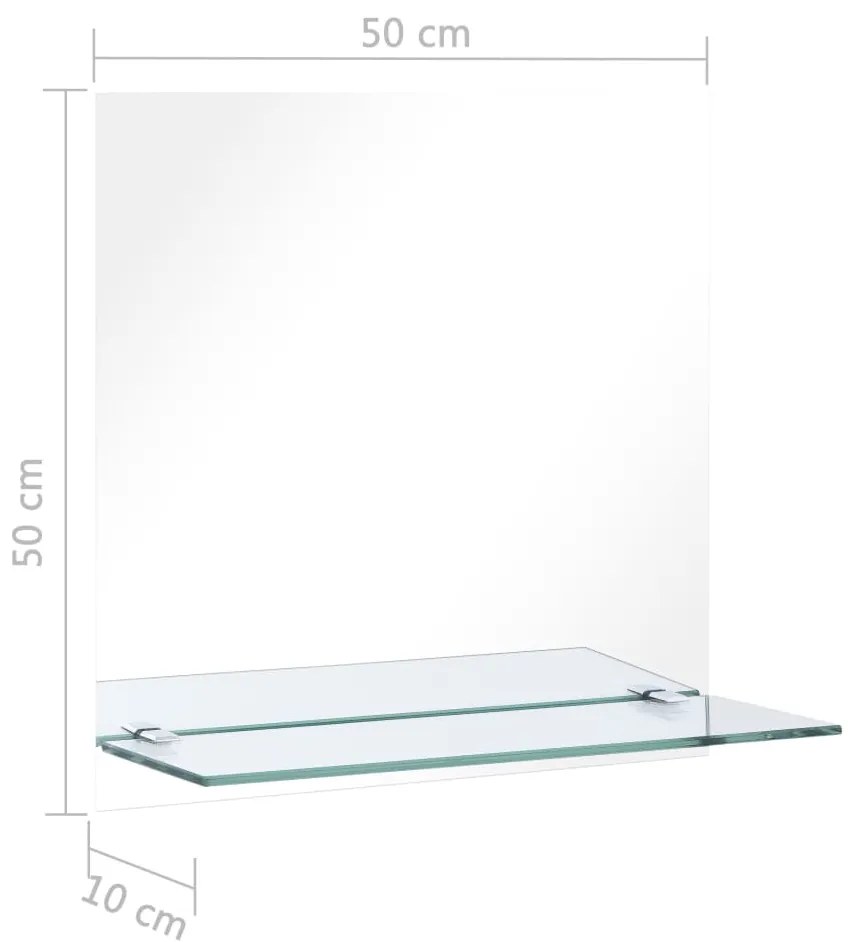 vidaXL Καθρέφτης Τοίχου με Ράφι 50 x 50 εκ. από Ψημένο Γυαλί