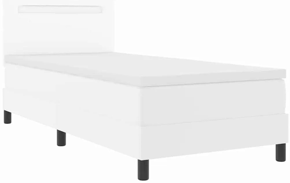 vidaXL Κρεβάτι με Στρώμα με στρώμα Λευκό 90 x 200 cm Τεχνητό δέρμα