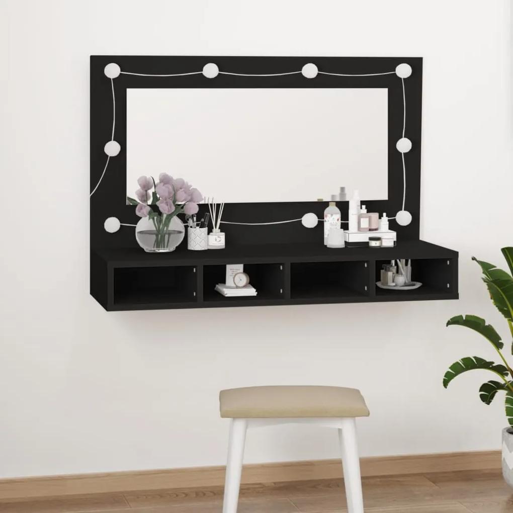 Έπιπλο Καθρέφτη με LED Μαύρο 90 x 31,5 x 62 εκ.