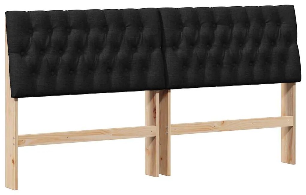 vidaXL Ταπετσαρισμένο κεφαλάρι Μαύρο 180 cm Στερεά ξυλεία πεύκου