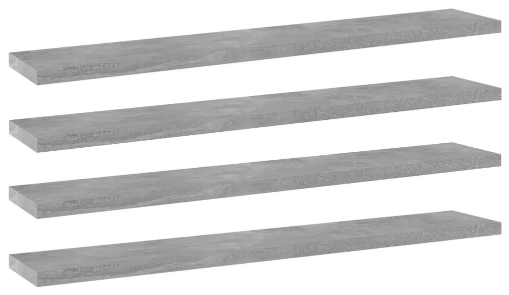 vidaXL Ράφια Βιβλιοθήκης 4 τεμ. Γκρι Σκυροδ. 60x10x1,5 εκ. Επεξ.Ξύλο