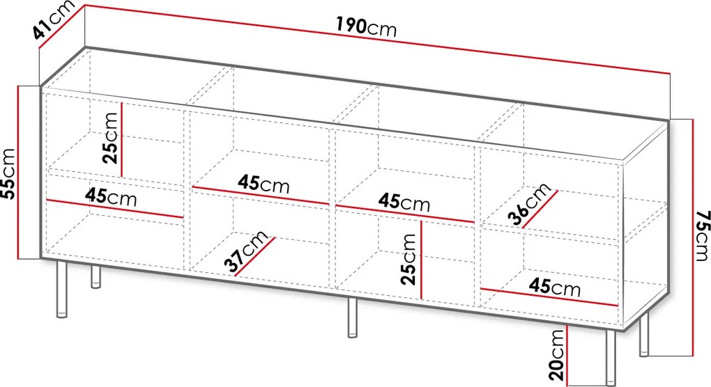 Μπουφές Holes 4CB-Leuko-Mauro