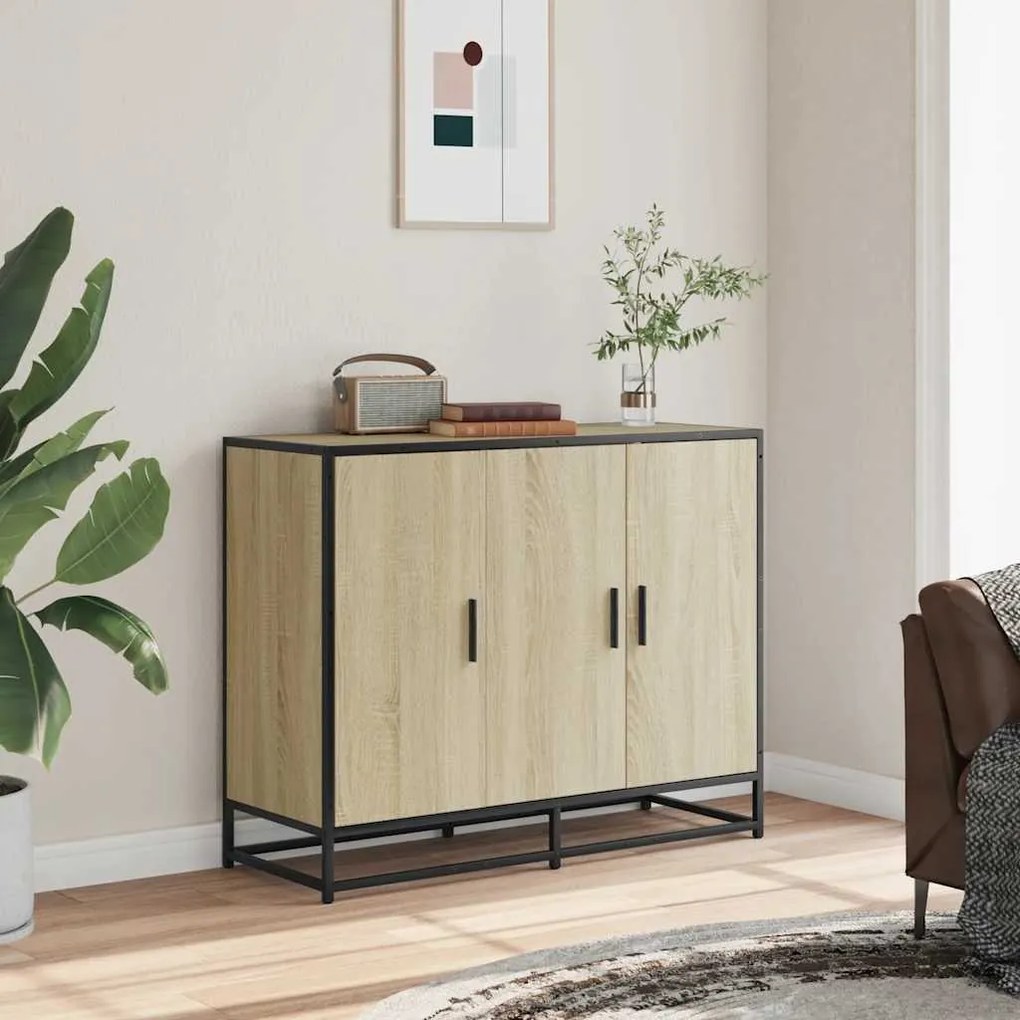Sideboard Sonoma Oak 94x35x76 cm Κατασκευασμένο ξύλο - Καφέ