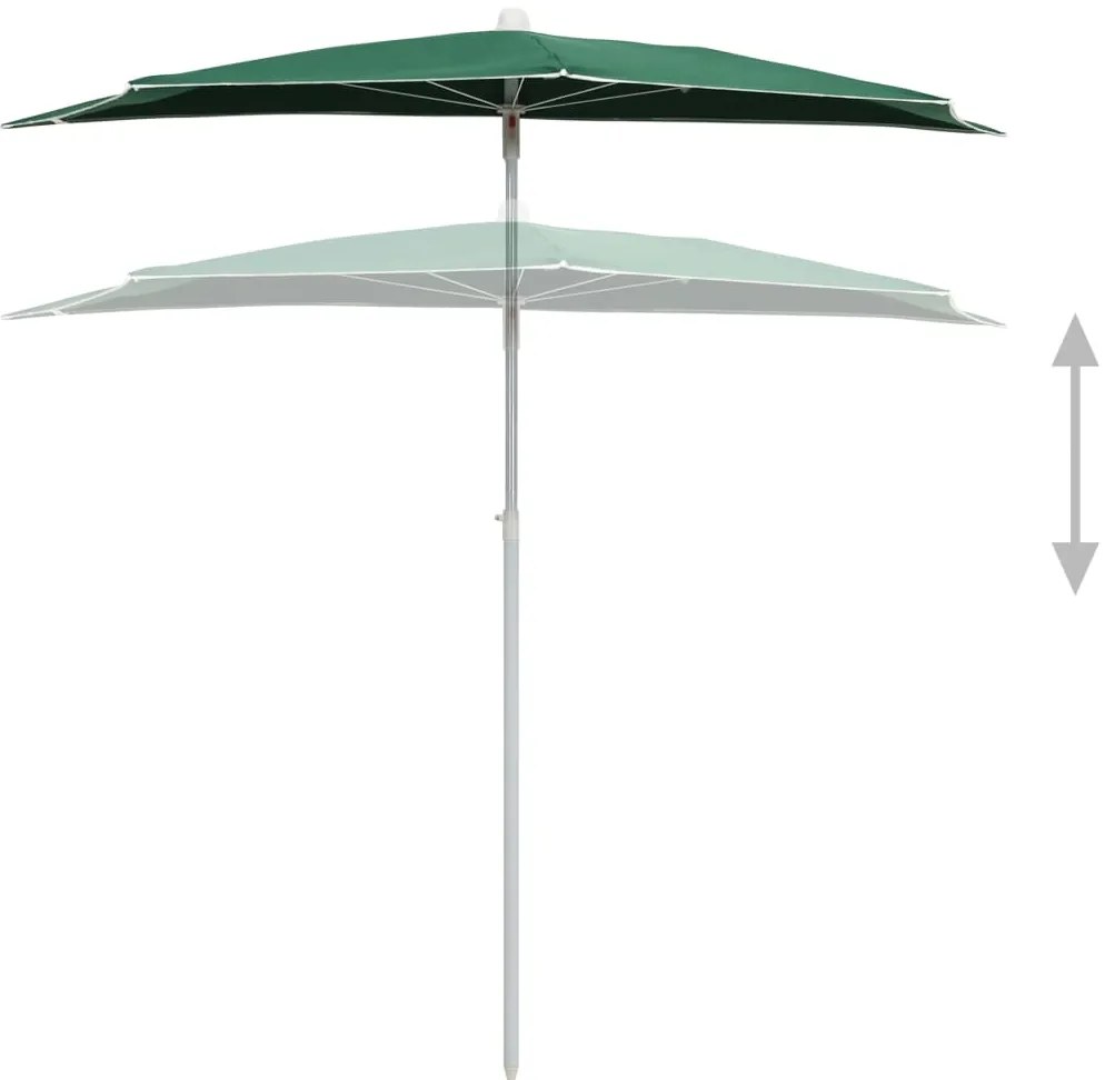 vidaXL Ομπρέλα Κήπου Μισή με Ιστό Πράσινη 180 x 90 εκ.
