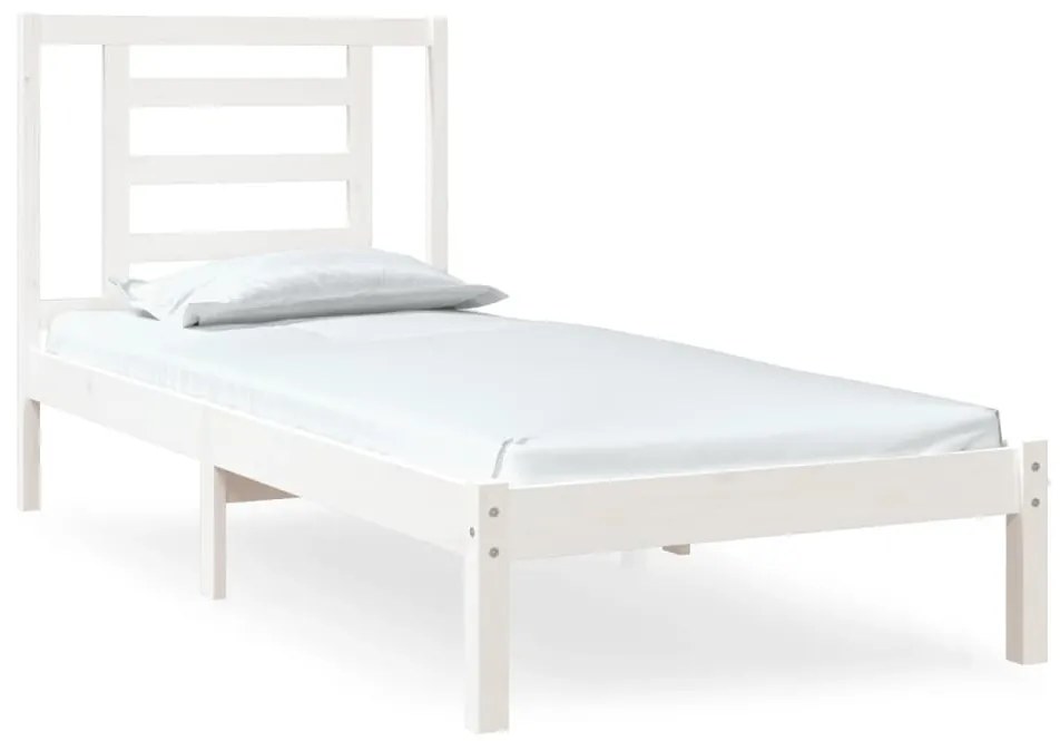 vidaXL Πλαίσιο Κρεβατιού Λευκό 75x190 εκ. Μασίφ Ξύλο Small Single