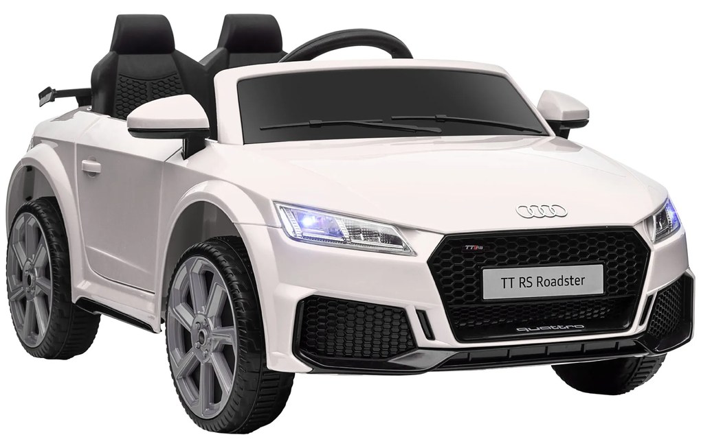 HOMCOM Παιδικό ηλεκτρικό αυτοκίνητο, Audi TT RS Roadster, 3 km/h, Τηλεχειριστήριο, LED, USB, Λευκό