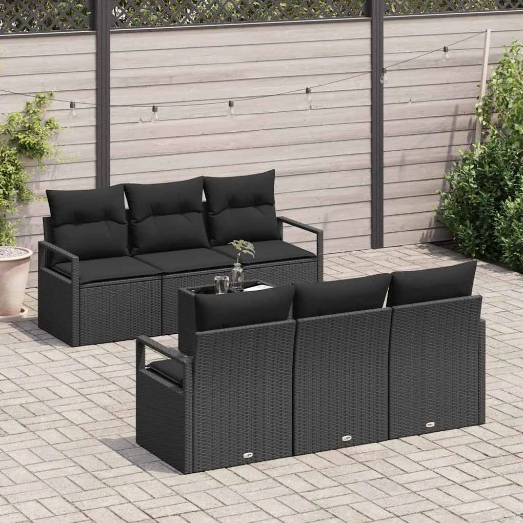 vidaXL Σετ Καναπέ Κήπου 7 pcs Μαύρο 55 x 55 x 37 εκ συνθετικό ρατάν