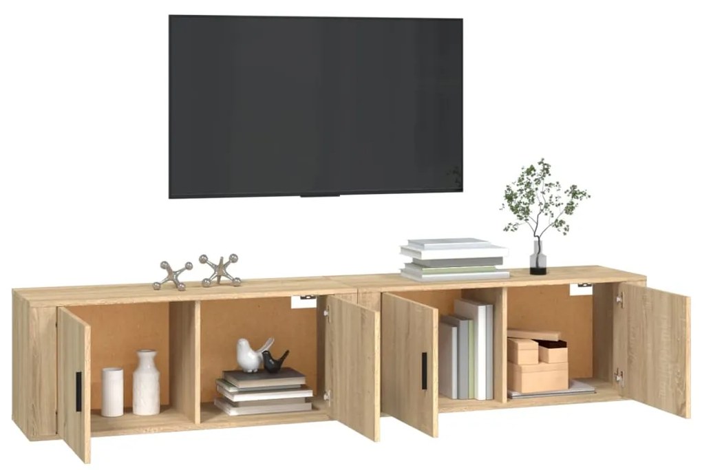 vidaXL Έπιπλα Τηλεόρασης Επιτοίχια 2 τεμ. Sonoma Δρυς 100x34,5x40 εκ