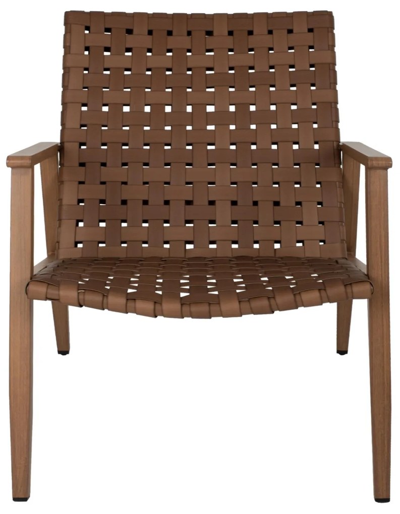Πολυθρόνα FELIPE C5868.01 Μεταλλική Όψη Ξύλου με Rattan Δερμάτινη Όψη 63,5x75,5x77εκ. 63.5x75.5x77 εκ.