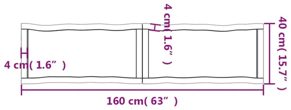 Επιφ Τραπεζιού Αν Καφέ 160x40x(2-6)εκ.Ακατέργ. Μασίφ Ξύλο Δρυός - Καφέ